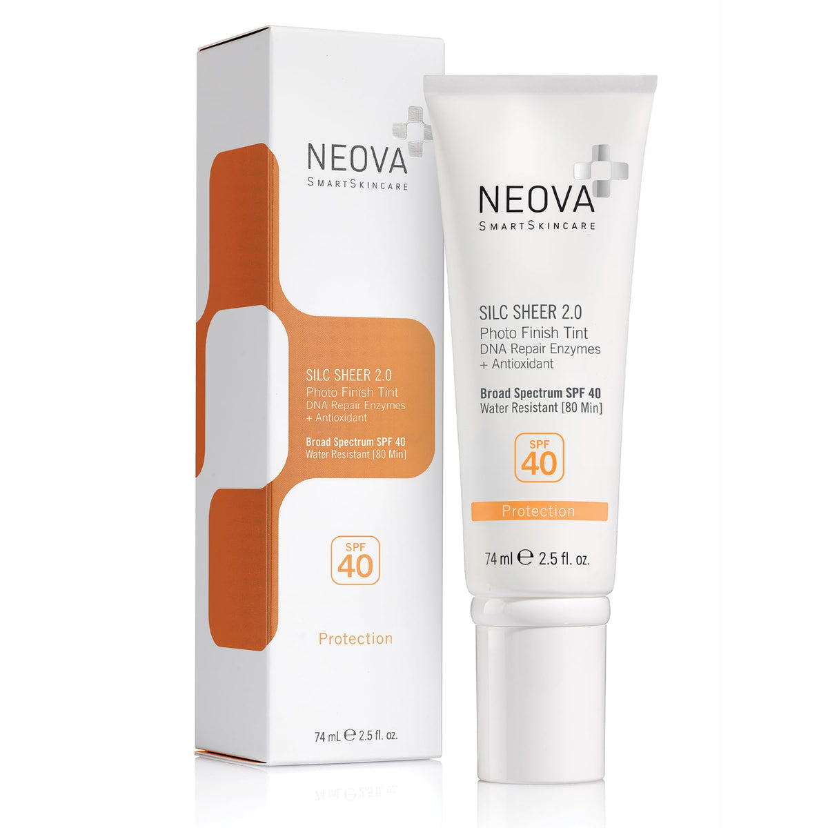 NEOVA Silc Sheer front packaging showing product and SPF benefit
