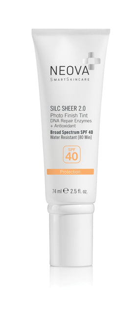 NEOVA Silc Sheer texture close-up showing sheer tint and lightweight finish