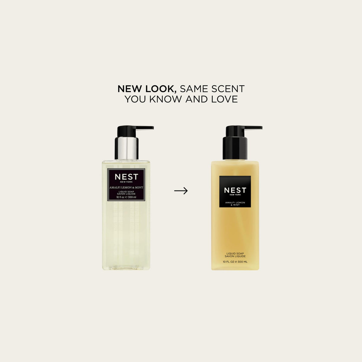 NEST New York pump close-up of Amalfi Lemon & Mint liquid soap, highlighting easy dispensing