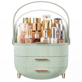 NestOrganix front view of white organizer showing tidy cosmetic storage and elegance