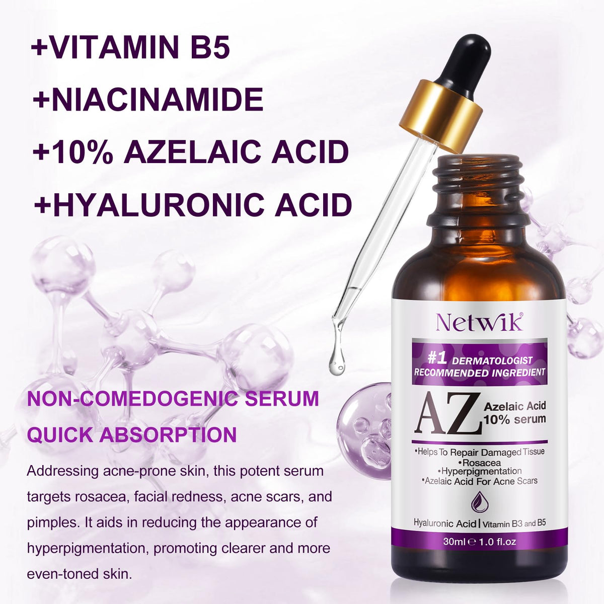 Netwik dropper dispensing silky serum texture and fast absorbing hydration benefit