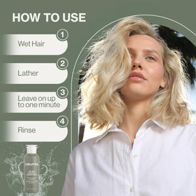NEUMA before and after hair comparison showing improved body, shine, and reduced residue