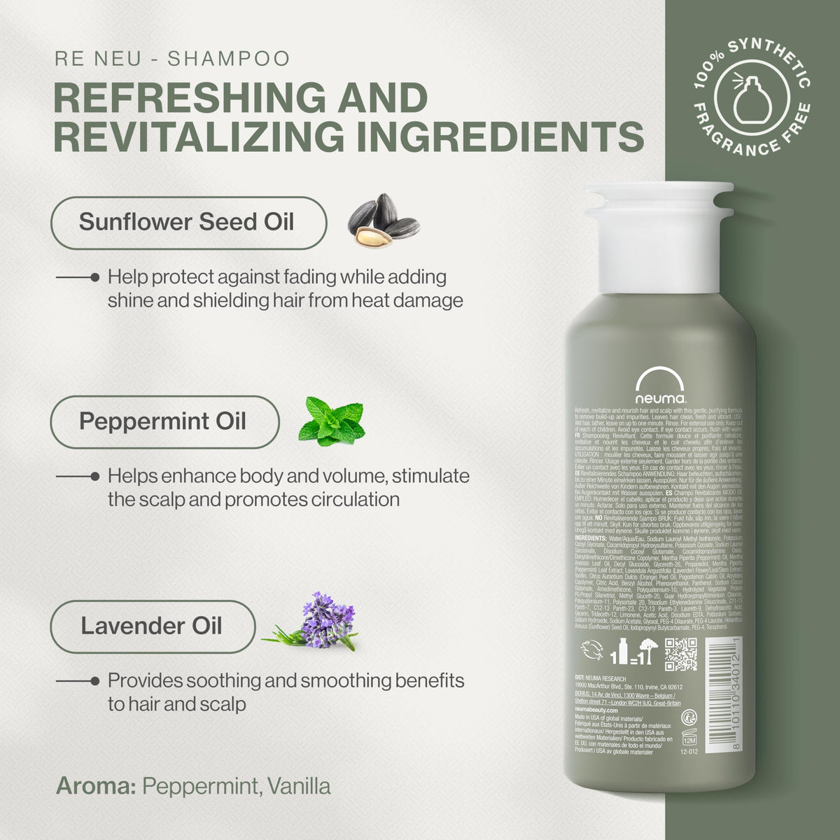NEUMA shampoo texture pouring to show lightweight consistency and easy rinsing benefit