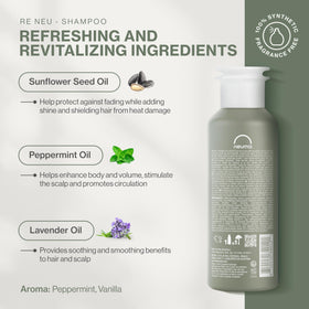 NEUMA shampoo texture pouring to show lightweight consistency and easy rinsing benefit
