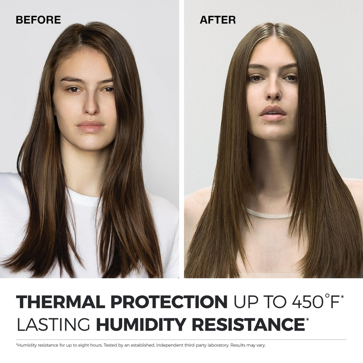 Neuro by Paul Mitchell applied before flat iron showing heat protection during styling