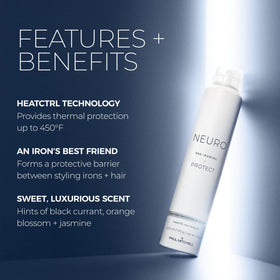 Neuro by Paul Mitchell spray texture mid-air demonstrating lightweight, non-sticky finish