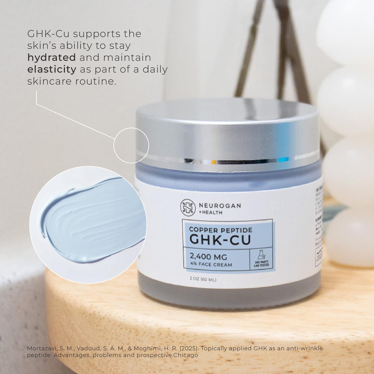 Neurogan jar on bathroom shelf at night illustrating evening routine compatibility