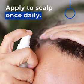 Neurogan being sprayed at scalp in use demonstrating comfortable daily application