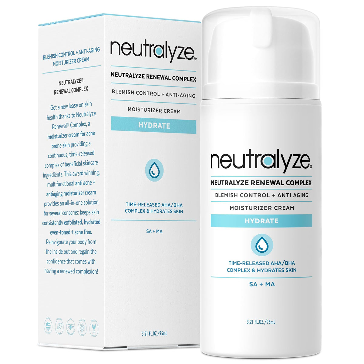 Neutralyze front packaging showing bottle and label, promotes clear routine
