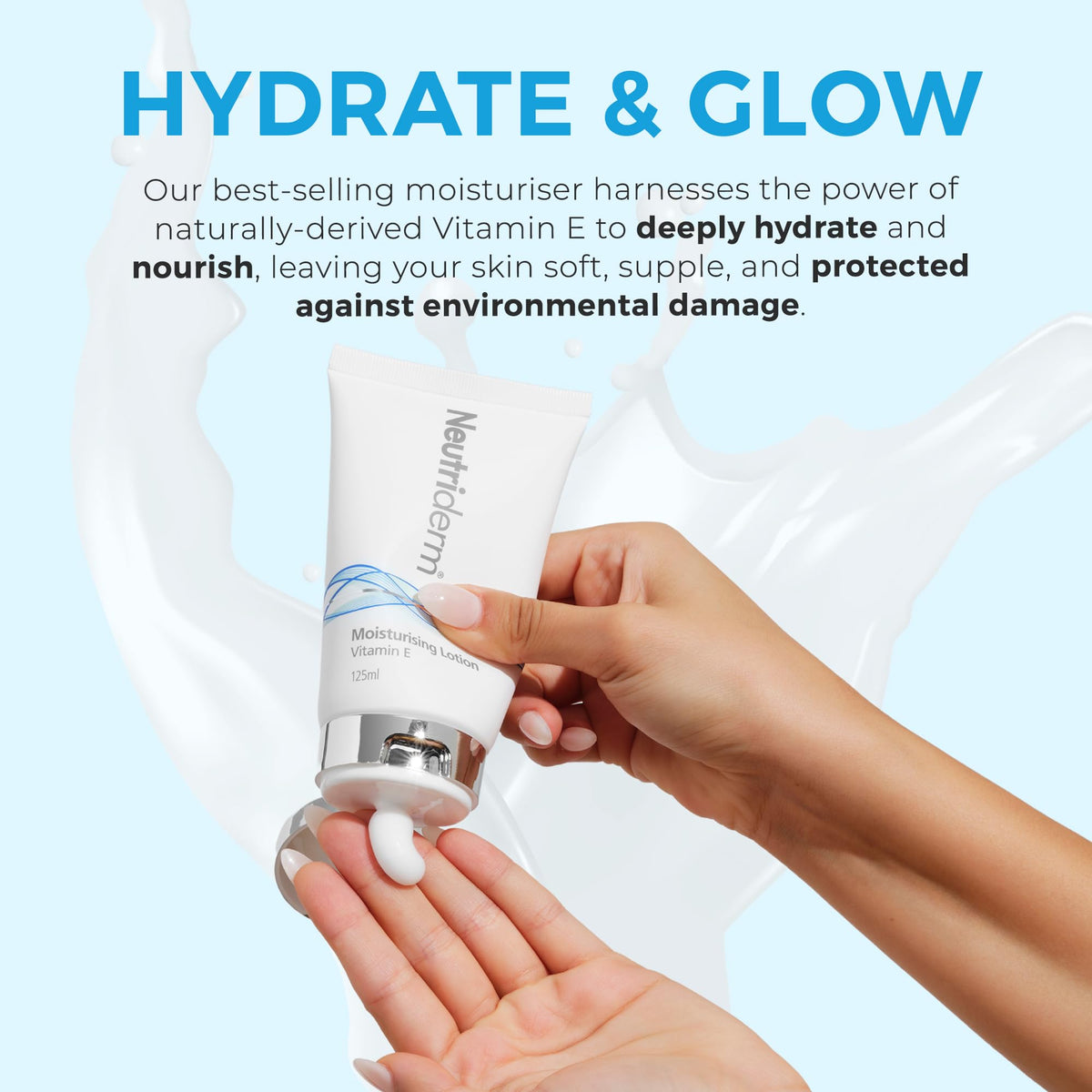 NEUTRIDERM used on sun-kissed skin illustrating after-sun soothing benefit