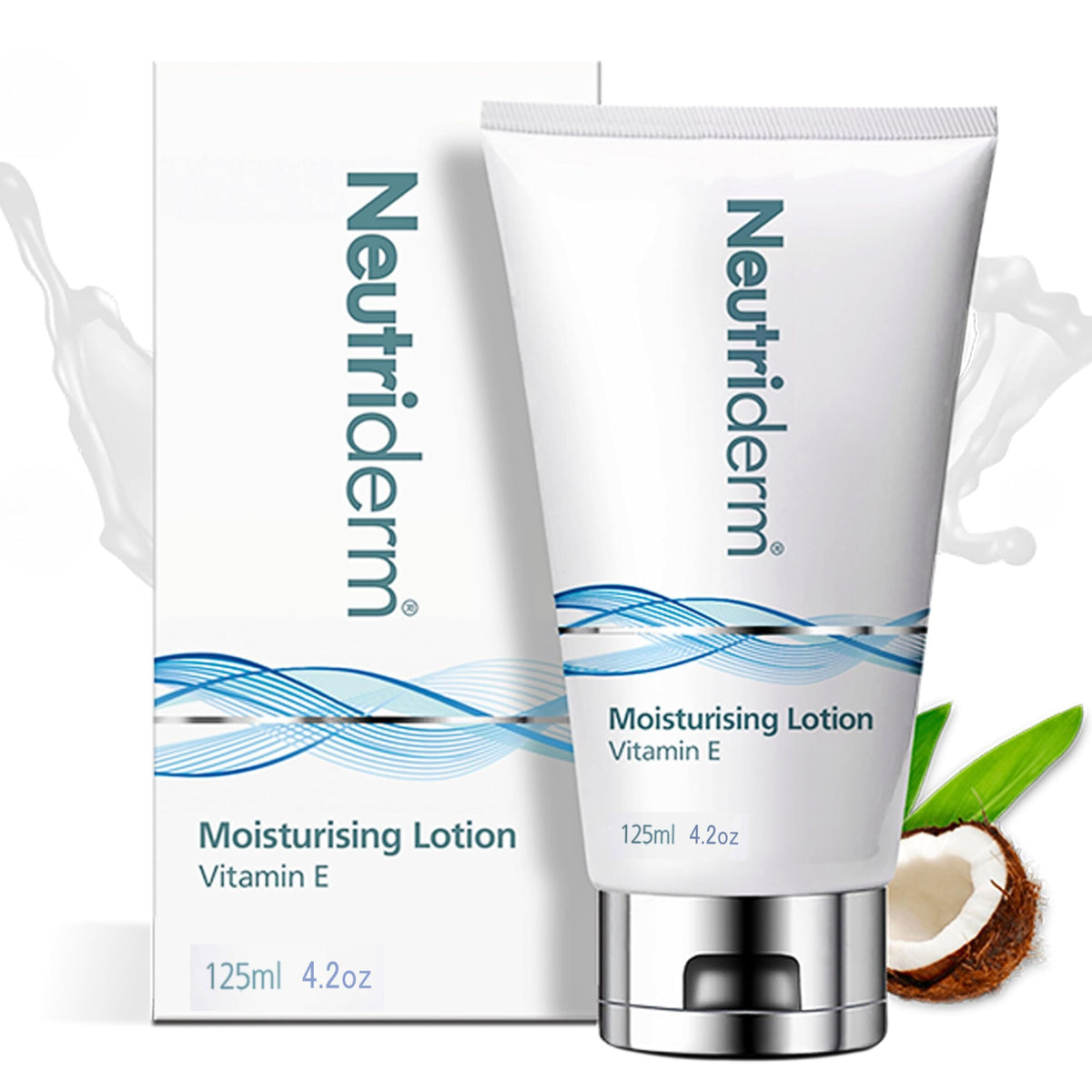 NEUTRIDERM front view of 4.2 oz moisturizer showing label and packaging benefit