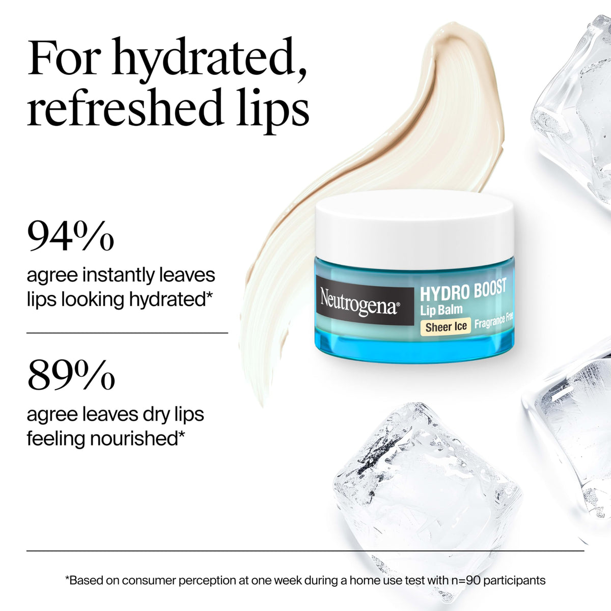 Neutrogena balm being swiped on lips demonstrating easy, even application