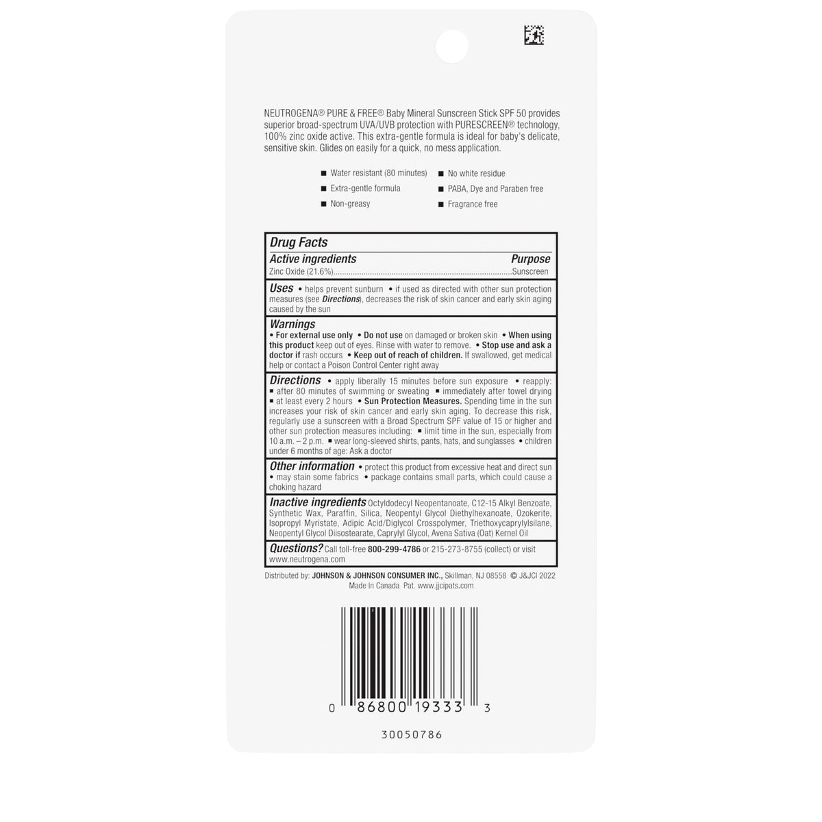 Neutrogena baby sunscreen stick texture close-up highlighting smooth, non-greasy mineral finish
