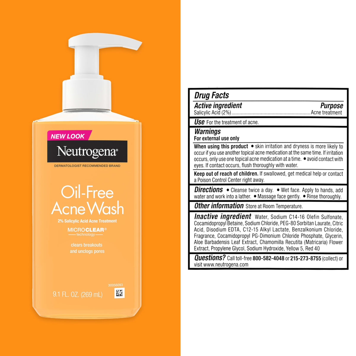 Neutrogena back label details displaying directions and ingredient information