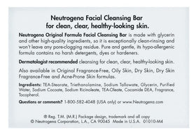 Neutrogena bar close-up of glycerin texture and lather, demonstrating gentle cleansing action