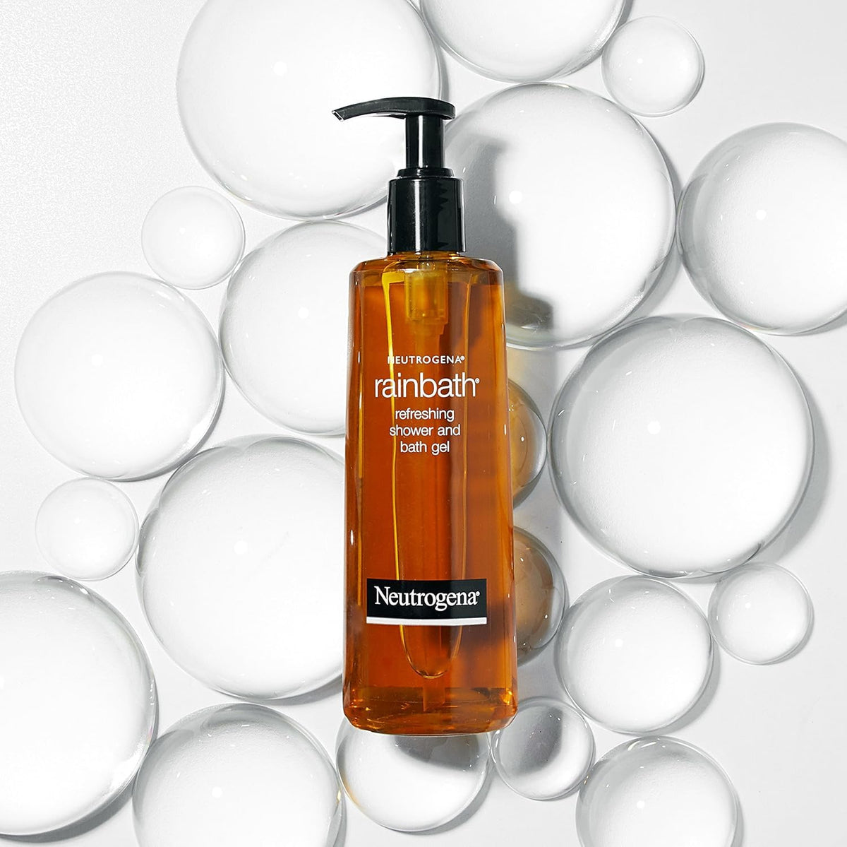 Neutrogena bottle beside bathtub illustrating relaxing bathing experience benefit