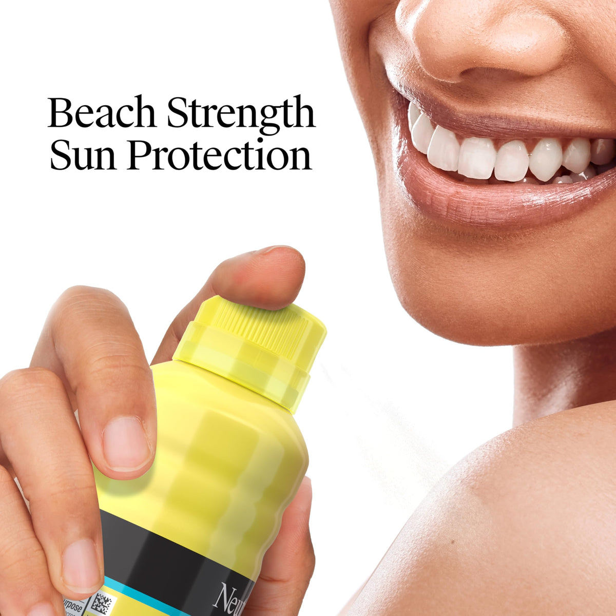 Neutrogena being sprayed into hands for safe facial application and coverage
