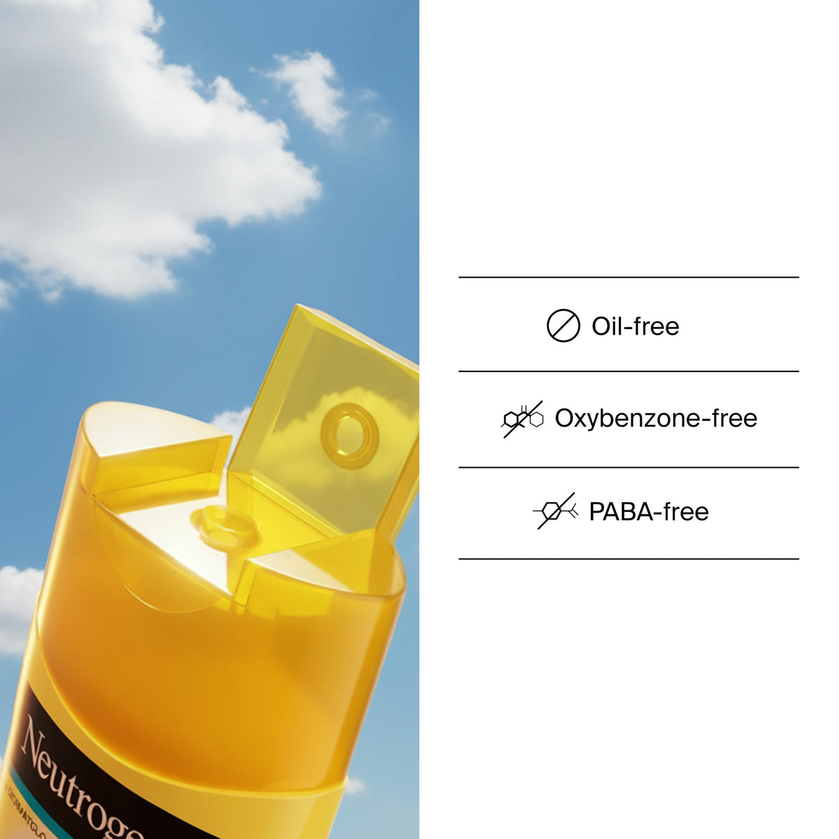 Neutrogena bottle on towel demonstrating travel-ready beach convenience