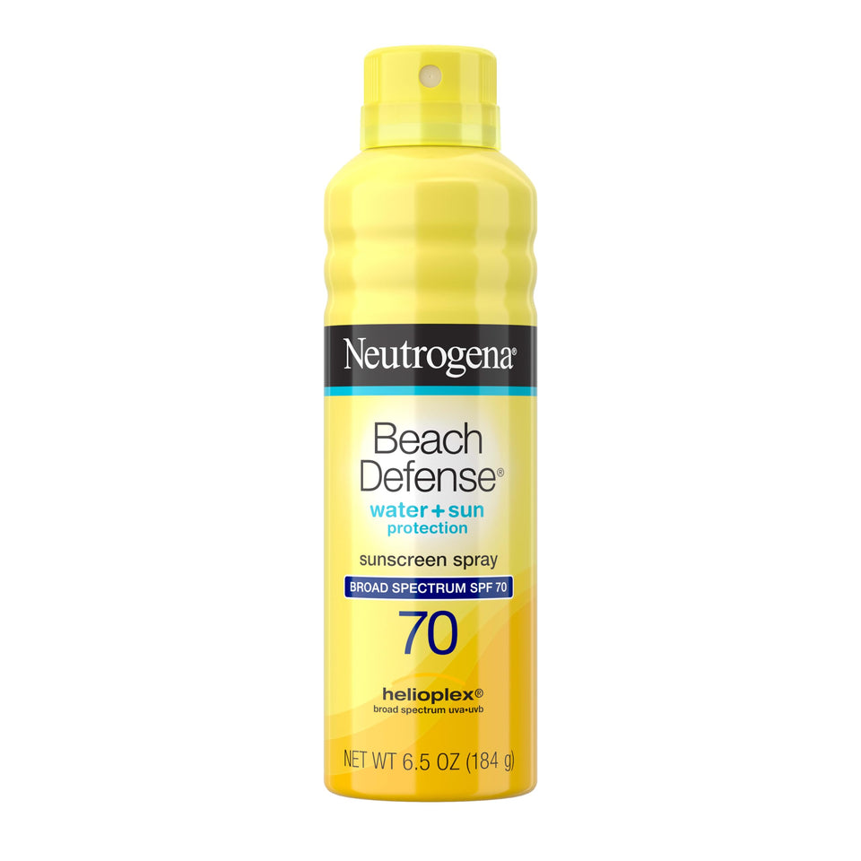 Neutrogena Beach Defense front packaging showing SPF 70 protection and benefits