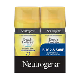 Neutrogena front packaging showing SPF 70 and twin pack for strong protection