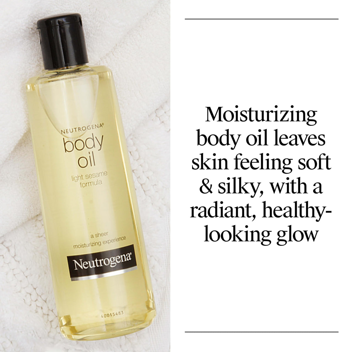 close-up of Neutrogena oil pouring to show light, fast-absorbing texture