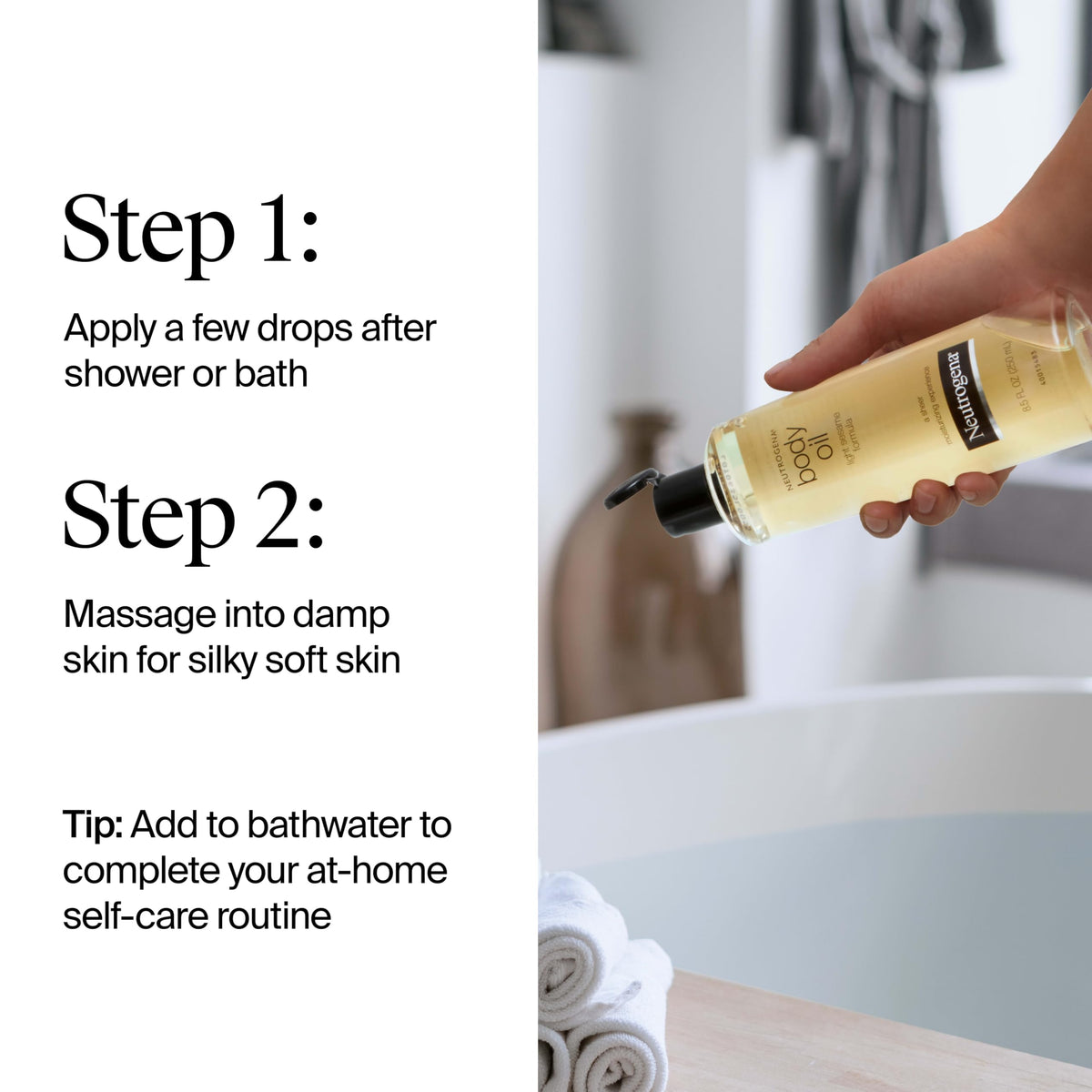 Neutrogena 16 fl oz bottle held next to hand for scale and quantity