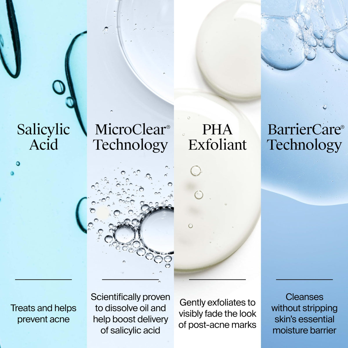 Neutrogena bottle with ingredient callouts highlighting 2% salicylic acid