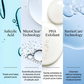 Neutrogena bottle with ingredient callouts highlighting 2% salicylic acid