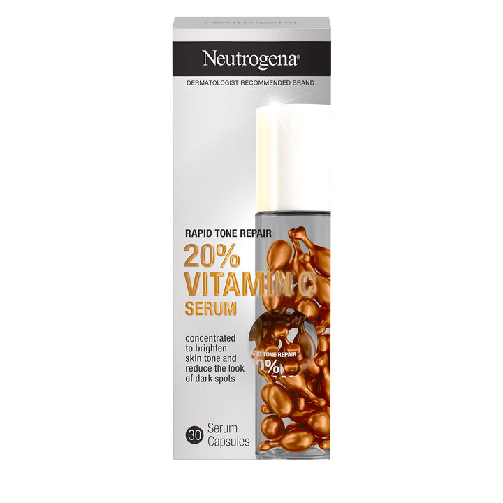Neutrogena front packaging showing 30 vitamin C serum capsules for brightening