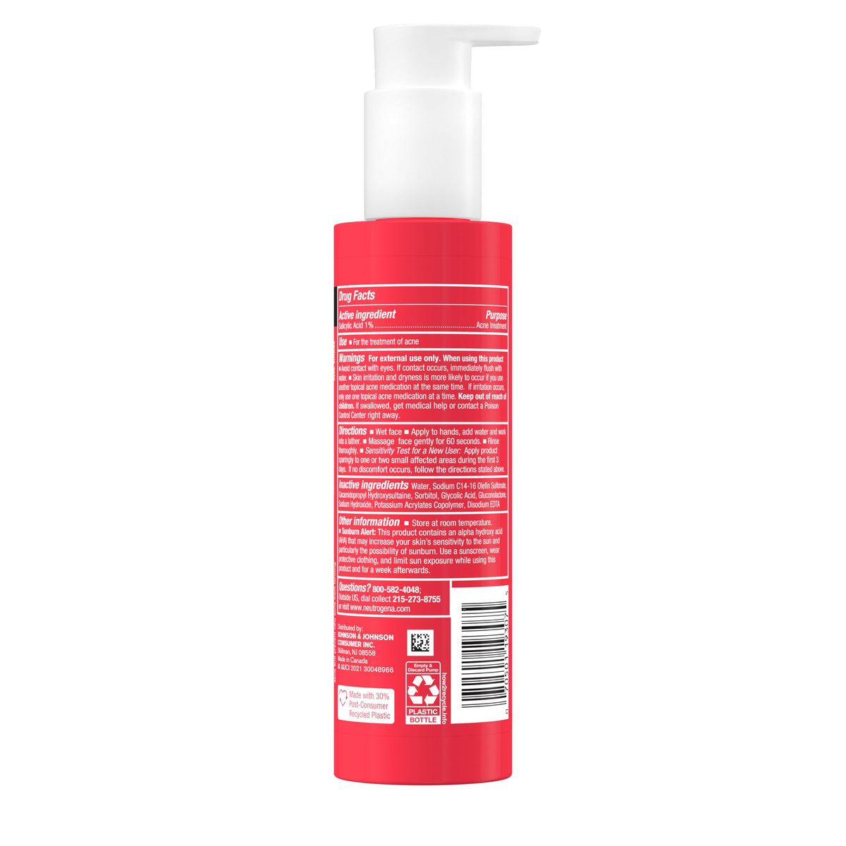 Neutrogena ingredients label close-up showing acid complex for informed choice