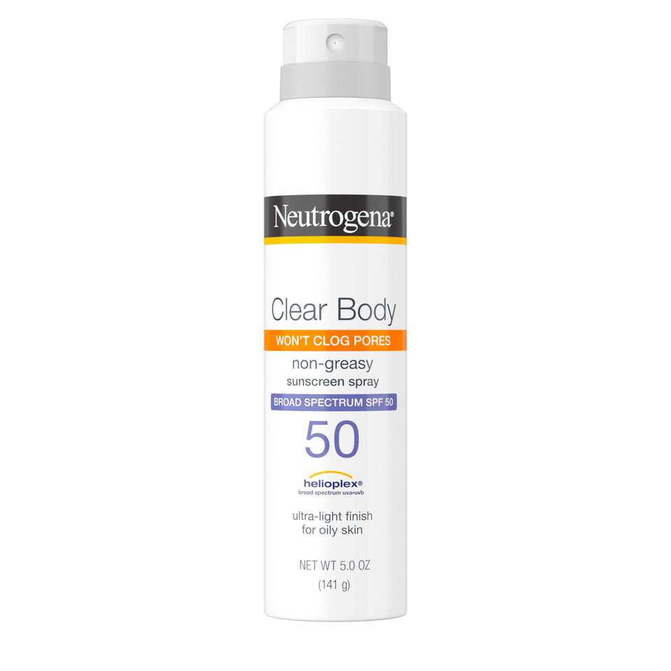 Neutrogena front packaging showing SPF 50 and spray bottle benefits