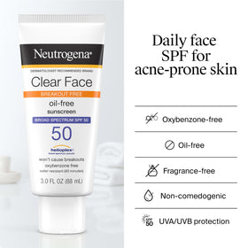Neutrogena label detail highlighting oil-free and oxybenzone-free benefit