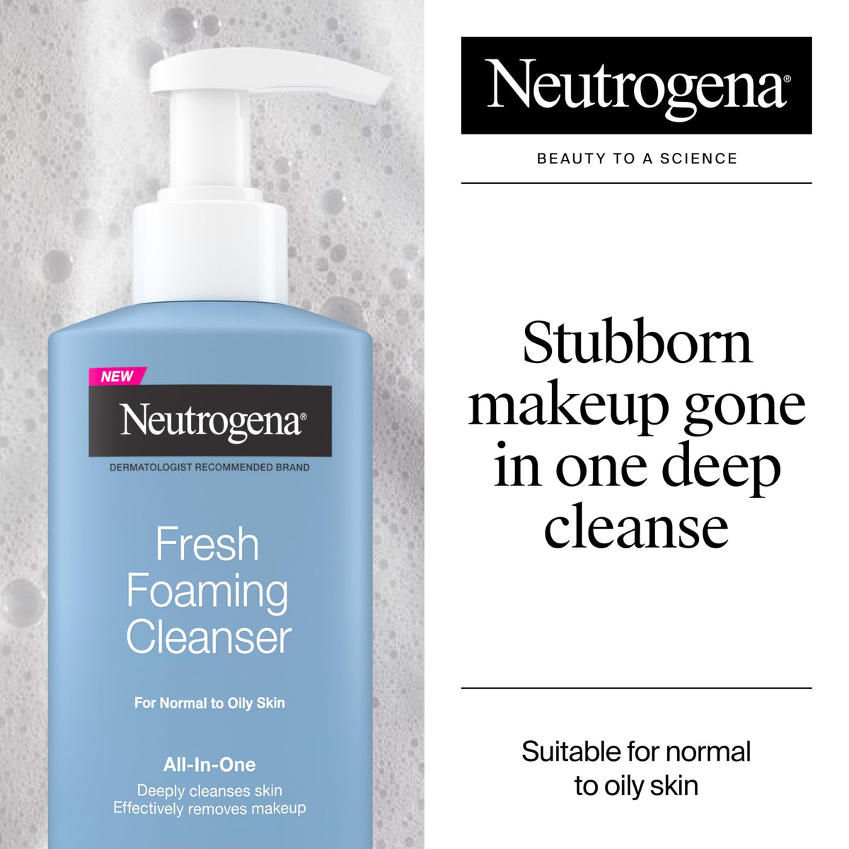 Neutrogena label close-up highlighting product name and skin type benefits