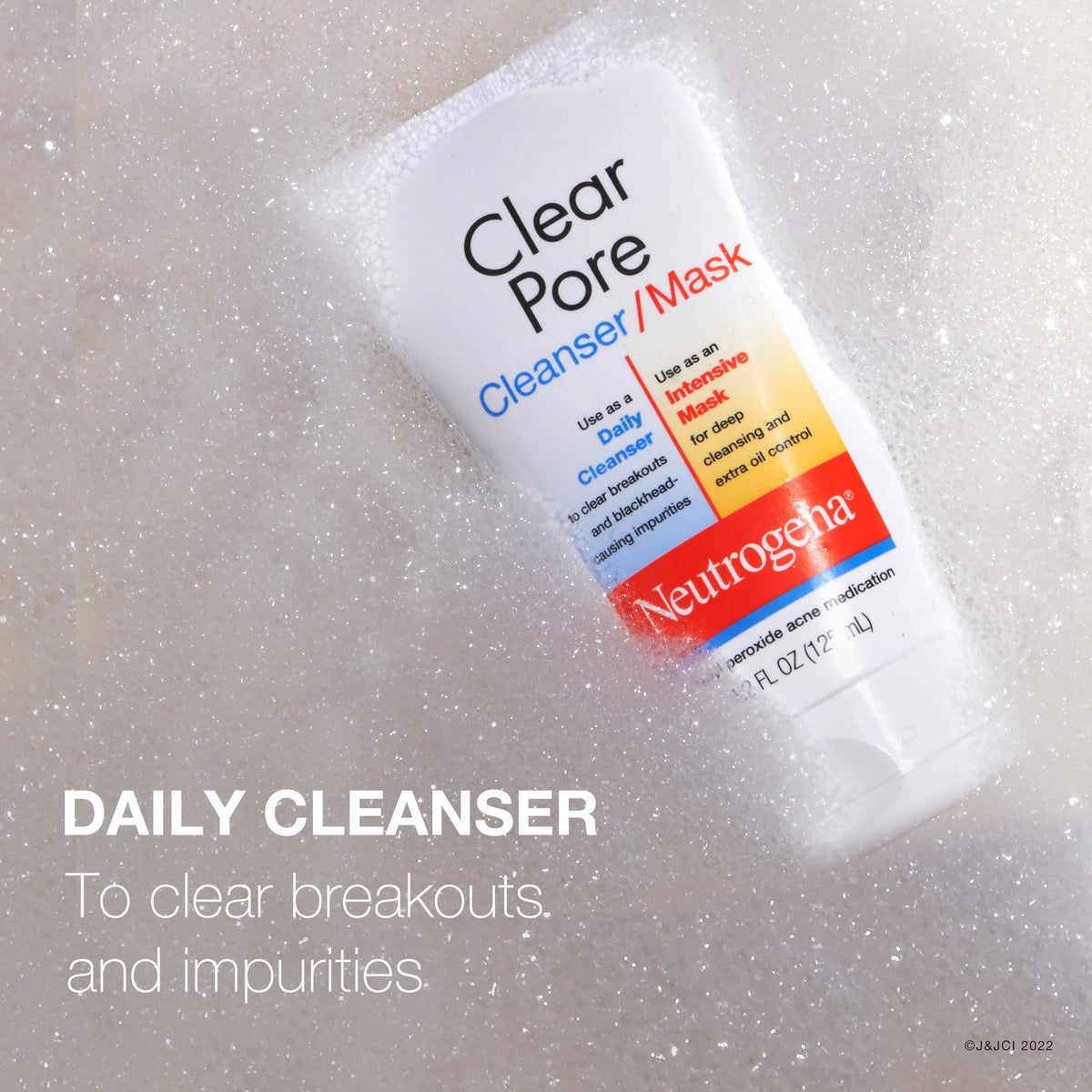 Neutrogena foamy cleanser texture on hand demonstrating gentle lathering