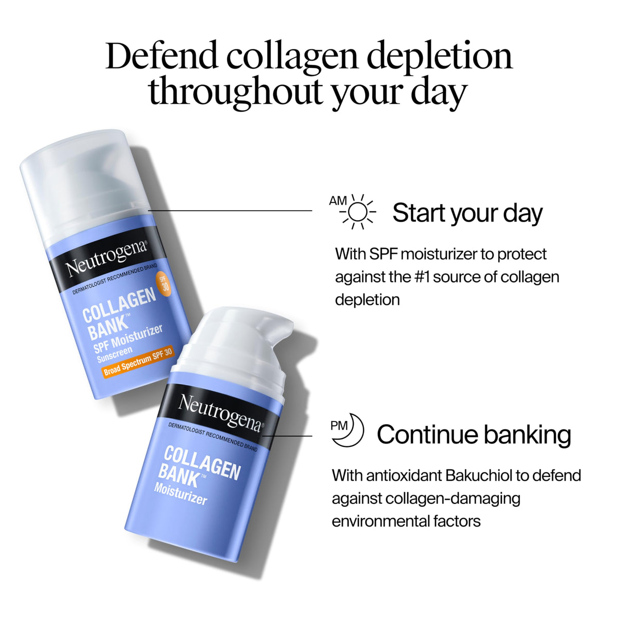 Neutrogena bottle styled on bath counter suggesting daily routine support