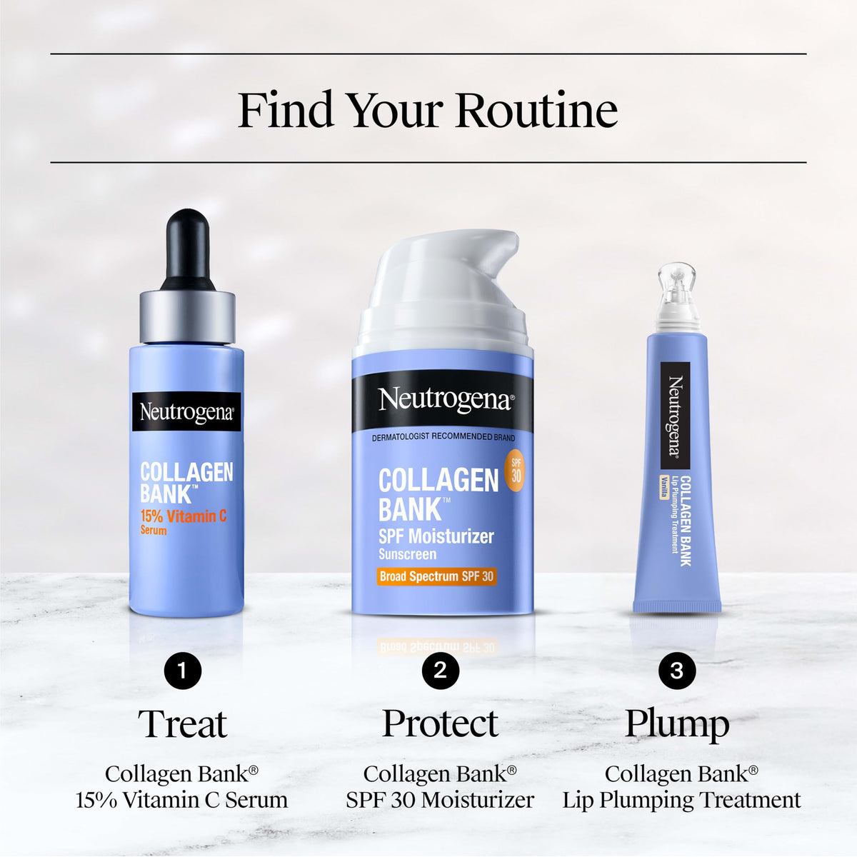 Neutrogena Collagen Bank next to coin for scale, showing travel-friendly 0.5 fl oz size