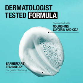 Neutrogena cream-to-foam texture in hand illustrating nourishing feel and gentle lather
