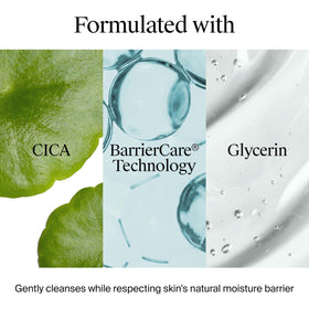 Neutrogena foam applied to face in use, benefit: removes makeup and impurities gently