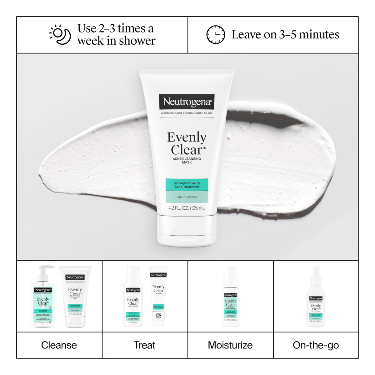 Neutrogena mask being rinsed in shower to show easy rinseability