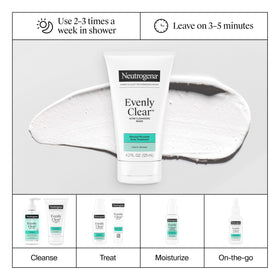 Neutrogena mask being rinsed in shower to show easy rinseability