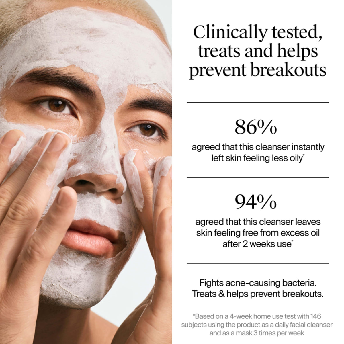 Neutrogena applied mask on cheek demonstrating even coverage benefit