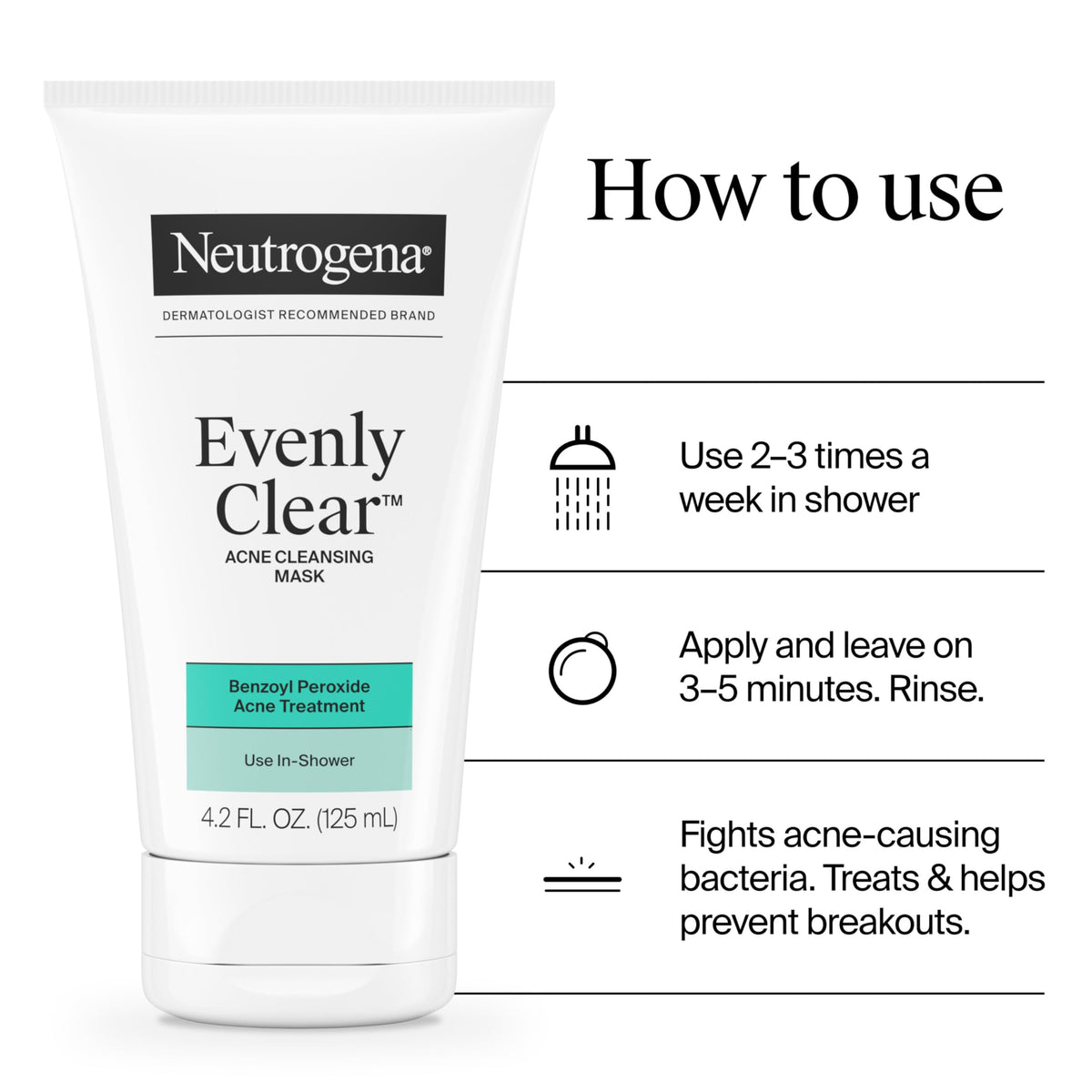 Neutrogena clear label detail emphasizing active benzoyl peroxide content