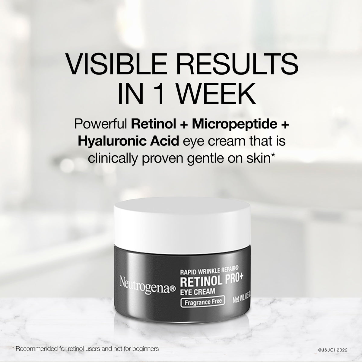 Neutrogena applied around eye by hand demonstrating easy nightly application and smoothing