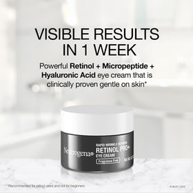 Neutrogena applied around eye by hand demonstrating easy nightly application and smoothing
