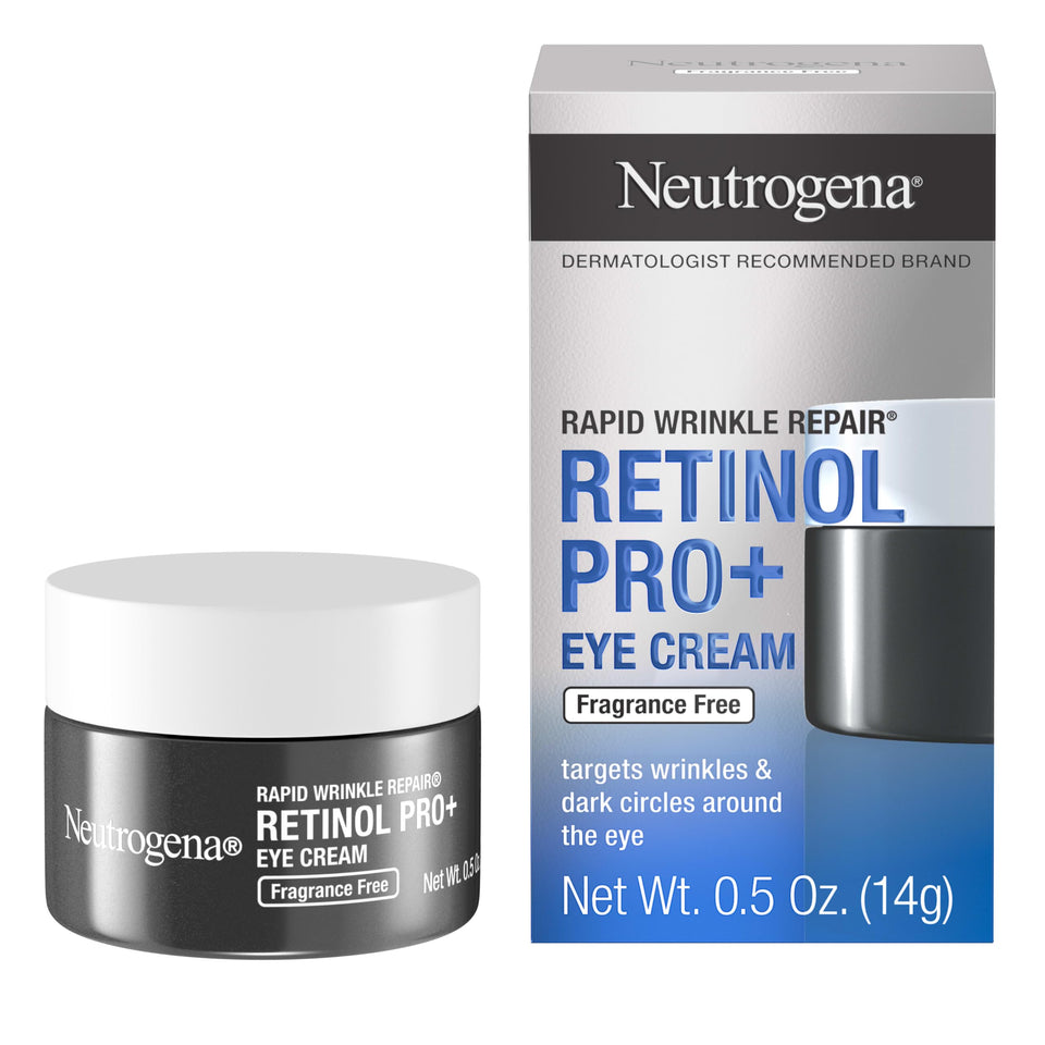 Neutrogena jar front view showing compact anti-wrinkle eye cream for targeted smoothing