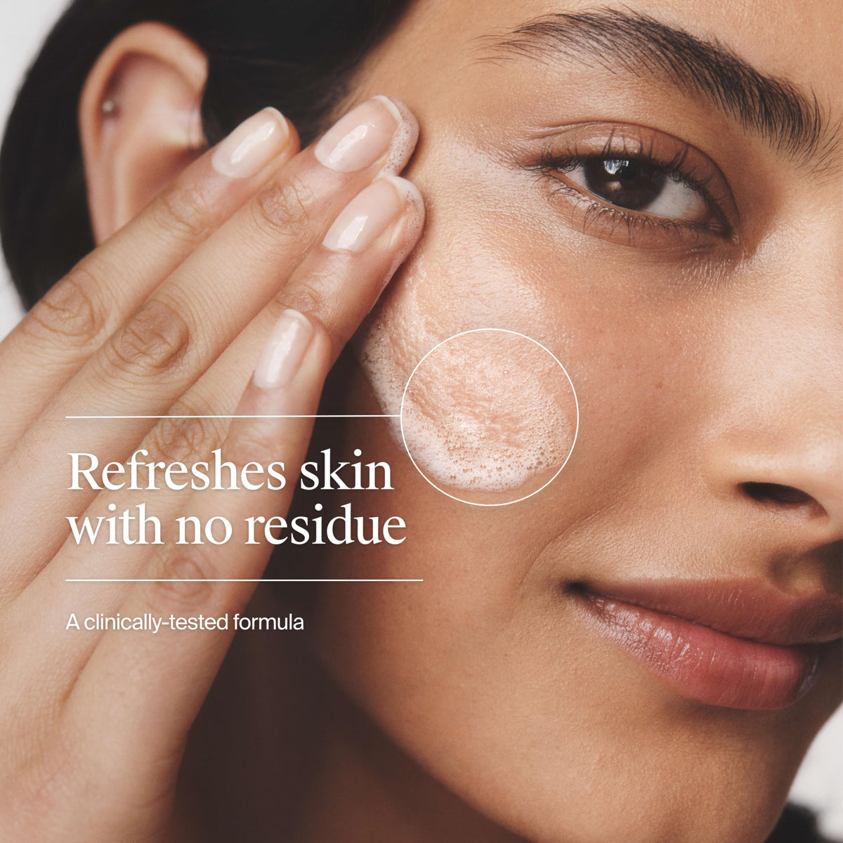 Neutrogena foam texture on hand demonstrating airy lather and gentle cleanse