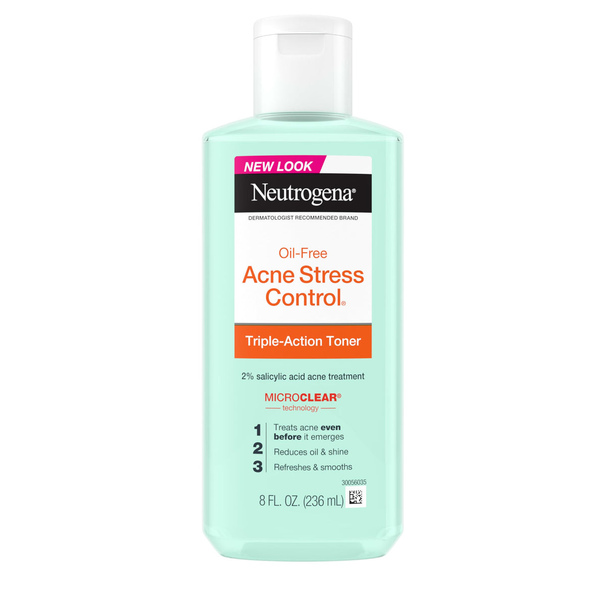 Neutrogena front of bottle acne toner showing clean packaging and size