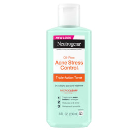 Neutrogena front of bottle acne toner showing clean packaging and size
