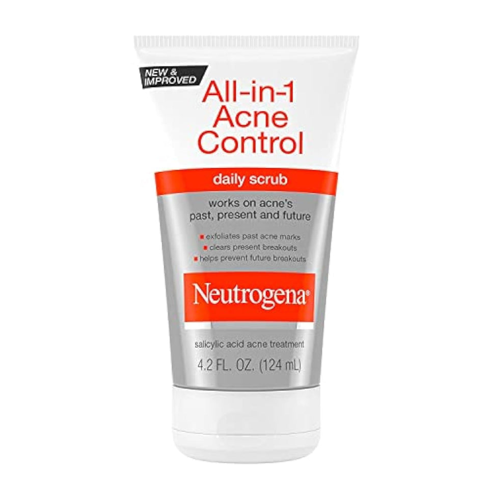 Neutrogena front tube showing product and benefit of acne control