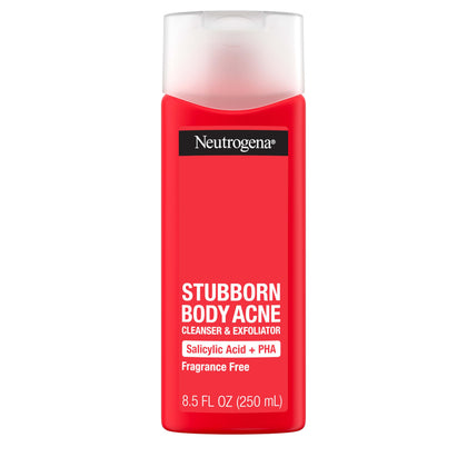 Neutrogena front packaging shows product and acne-treatment benefit